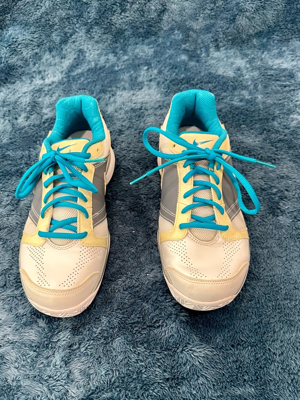Nike Women’s Zoom Courtlite 3 Tennis Shoes Gray Teal Yellow Size 8 487996-166